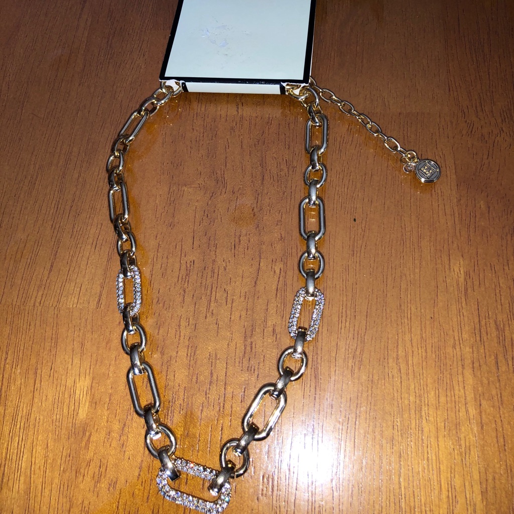 Nwt Gold/Rhinestone Chain Necklace